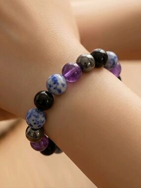Aurora In The Dark Crystal Bracelet Gothic Starry Night Stacked Natural Stone